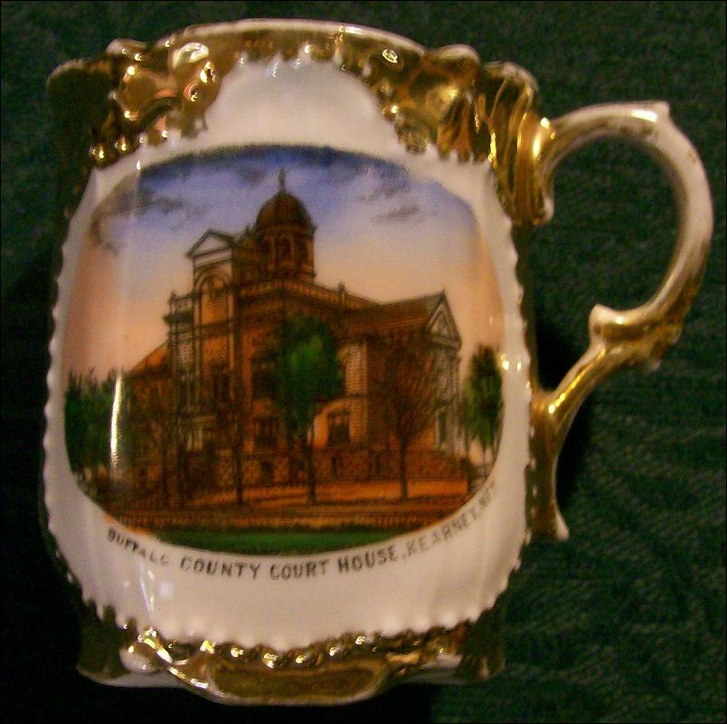 Kearney Nebraska Buffalo County Courthouse Souvenir Porcelain Cup Ca. 1900