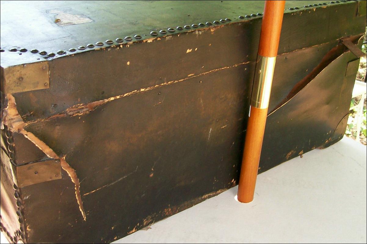 Chinese Export Trunk with Bramah Lock Early 1800's Camphor Wood/Leather As Is