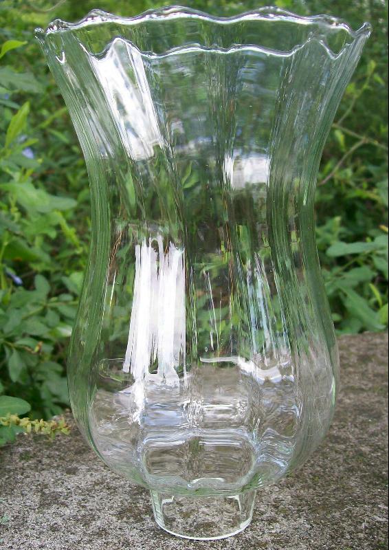 Blown Glass Fixture Shade Pair Clear Paneled Optic 7.5