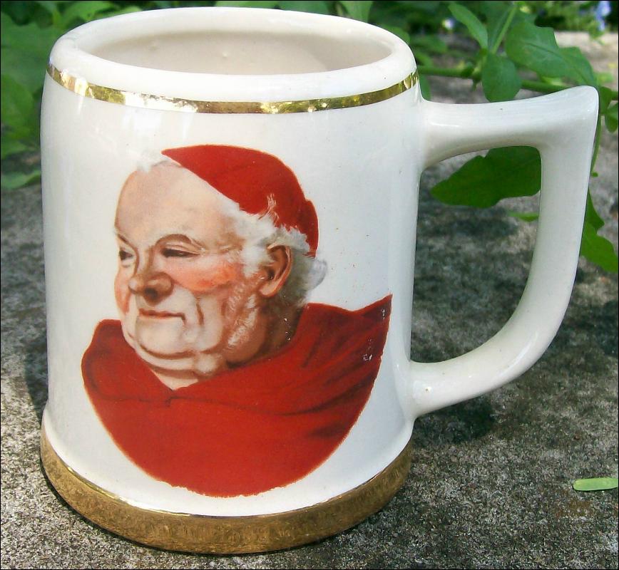 Ceramic Beer Mug with Cardinal/Monk Decal #2