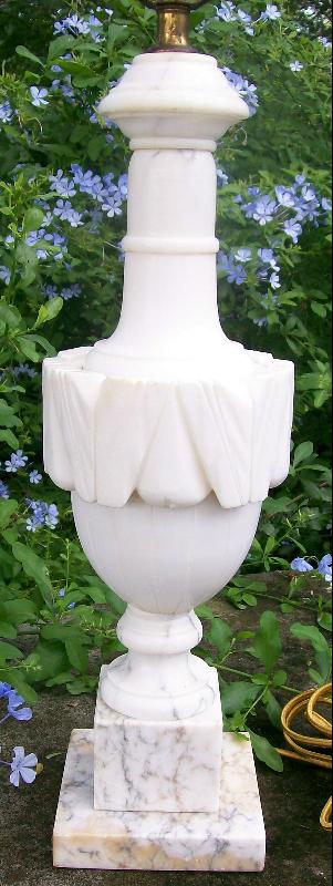 Carved Alabaster & Marble Table Lamp