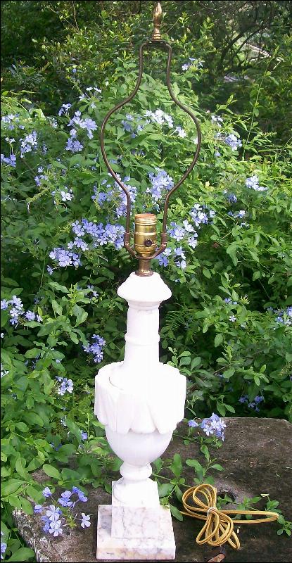 Carved Alabaster & Marble Table Lamp