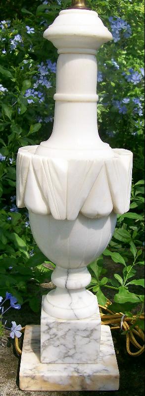 Carved Alabaster & Marble Table Lamp
