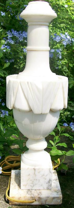 Carved Alabaster & Marble Table Lamp