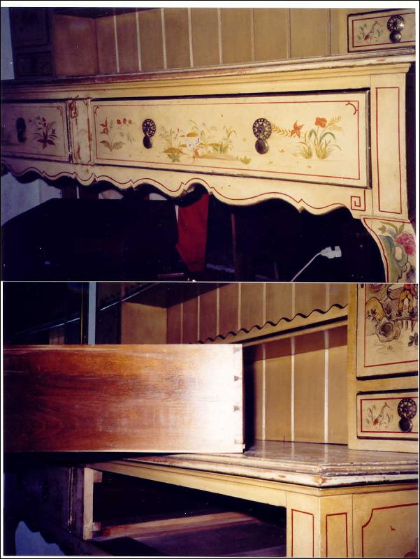 Chinoiserie Pewter Cupboard/Sideboard/Hutch 1920's Yale Locks