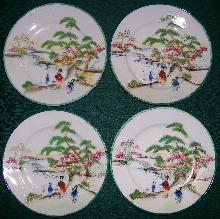 Geisha Girl Porcelain Plate Set of 4: