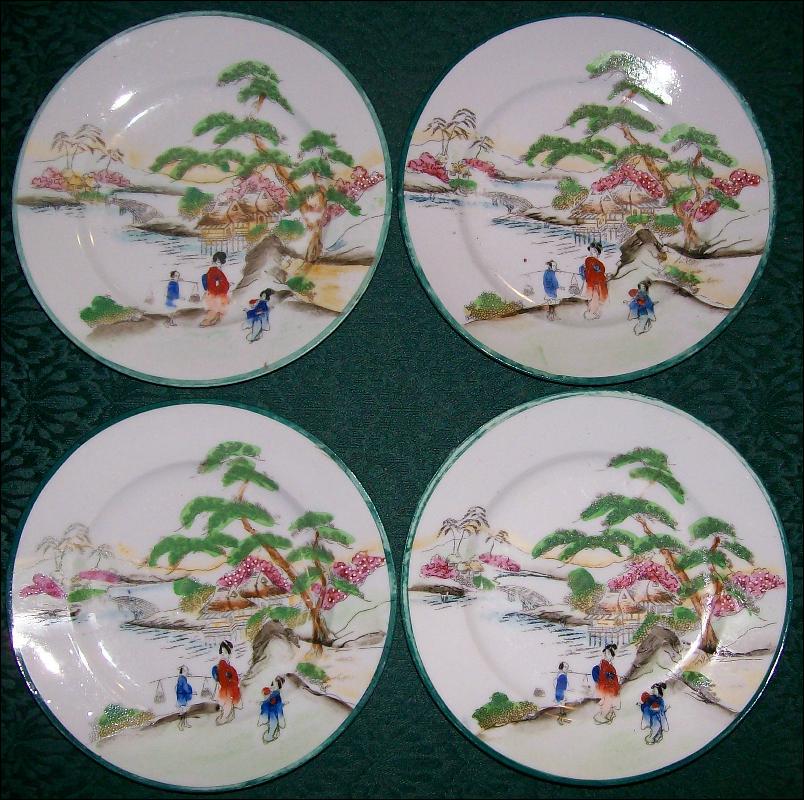 Geisha Girl Porcelain Plate Set of 4: