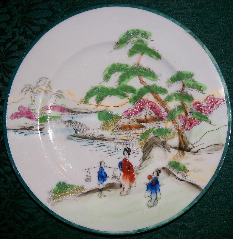 Geisha Girl Porcelain Plate Set of 4: