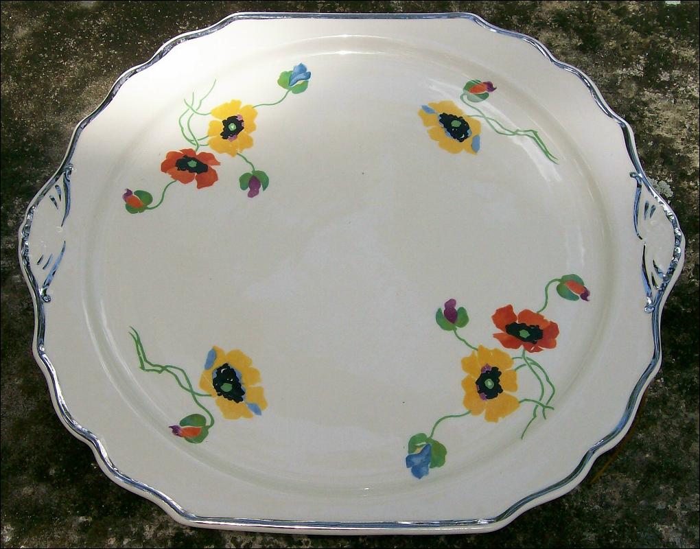 Harker Deco Handled Cake Plate: Anemones