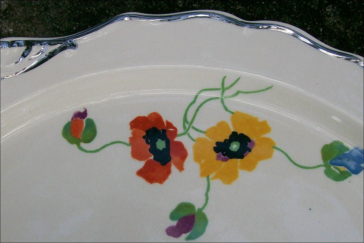 Harker Anemones/HAR57 Handled Cake Plate 1930s Art Deco 12