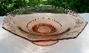 Pink Depression Glass Octagon Pedestal Console Bowl Cut Floral/Lattice 10