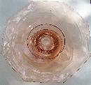 Pink Depression Glass Octagon Pedestal Console Bowl Cut Floral/Lattice 10