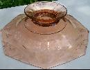 Pink Depression Glass Octagon Pedestal Console Bowl Cut Floral/Lattice 10