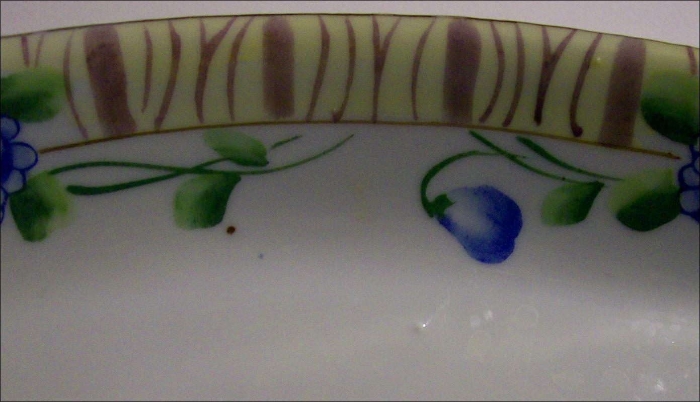 Japanese Porcelain Celery Dish with Blue Flowers: 1920's-30's
