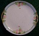 Nippon Ceramic Cake Plate with Hand-painted Roses Green Line NIP59