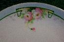 Nippon Ceramic Cake Plate with Hand-painted Roses Green Line NIP59