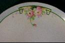 Nippon Ceramic Cake Plate with Hand-painted Roses Green Line NIP59