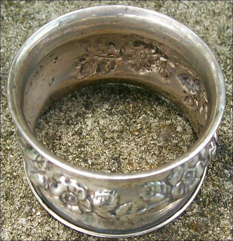 Sterling Silver Napkin Ring: Repousse Roses