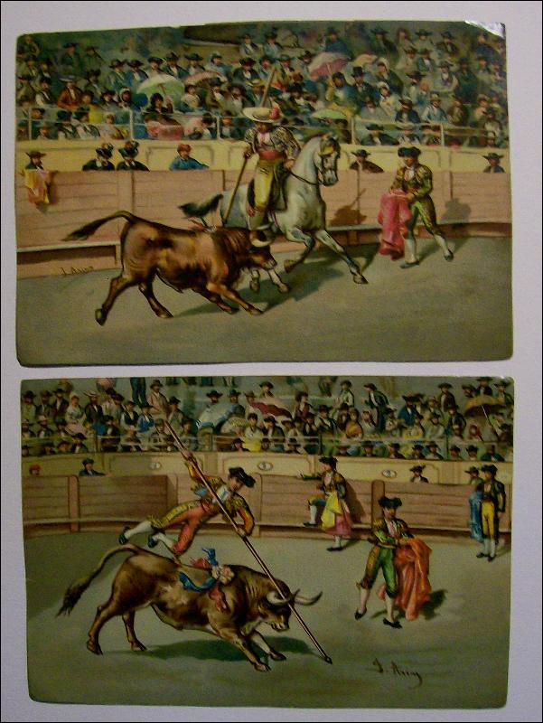 Bullfight Chromolithograph Print Set of 12 J. Arias