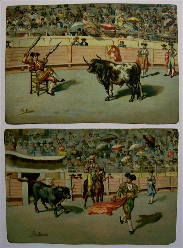 Bullfight Chromolithograph Print Set of 12 J. Arias