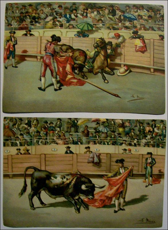 Bullfight Chromolithograph Print Set of 12 J. Arias