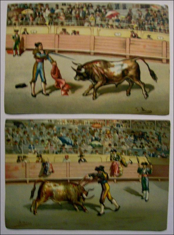 Bullfight Chromolithograph Print Set of 12 J. Arias