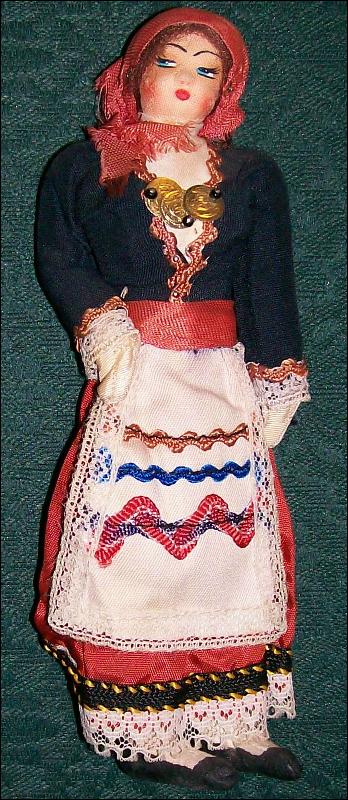 Folkloric Eastern European Souvenir Cloth Doll Mid-1900's 7