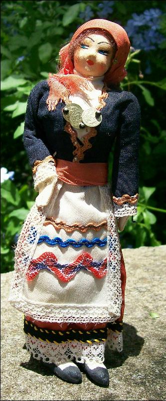 Folkloric Eastern European Souvenir Cloth Doll Mid-1900's 7