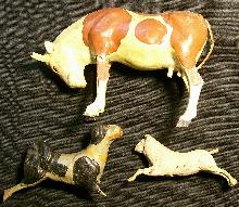 Victorian Era Composition Toy Animals 1800's Germany Christmas Creche/Nativity Set of 3 As Is
