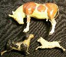 Victorian Era Composition Toy Animals 1800's Germany Christmas Creche/Nativity Set of 3 As Is
