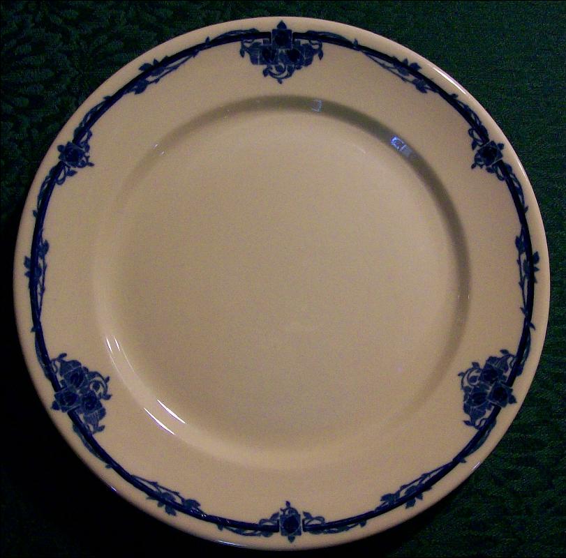 Scammell's Trenton Lenape Ceramic Restaurant Plate #394 Tan/Cobalt Deco