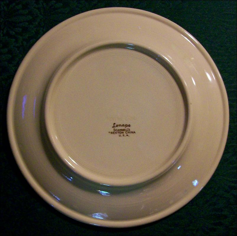 Scammell's Trenton Lenape Ceramic Restaurant Plate #394 Tan/Cobalt Deco
