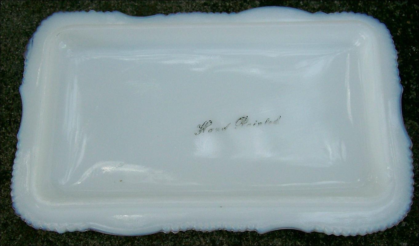 Opal Glass Covered Box with Hand-painted Flowers