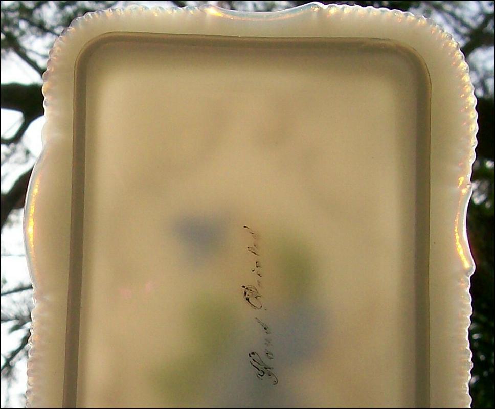 Opal Glass Covered Box with Hand-painted Flowers