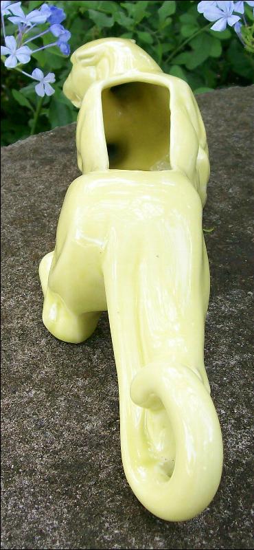McCoy Ceramic Panther Planter Chartreuse Yellow Green 50s 15.5
