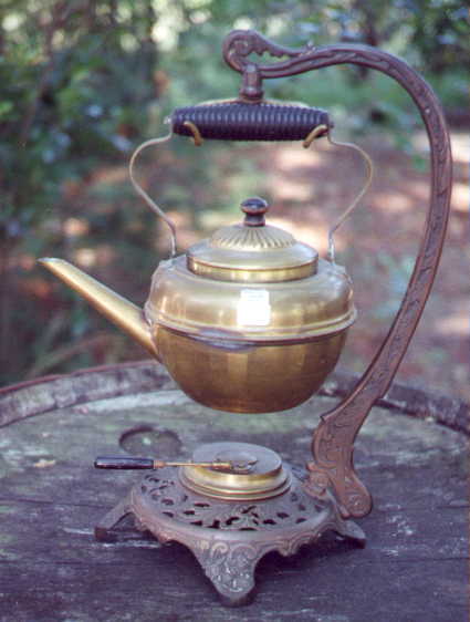Bradley & Hubbard Brass Teapot with Iron Stand 1890's