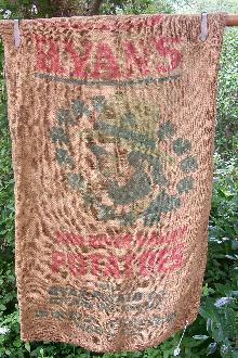 Ryan's Potatos Advertising Burlap Sack Ca. 1960s Grand Forks Michigan