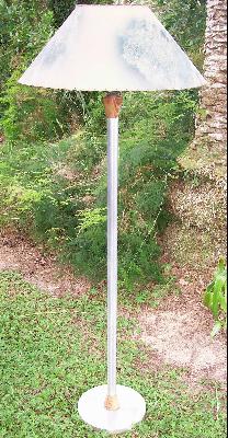Brushed Aluminum Floor Lamp with Fiberglas Shade