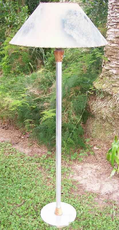 Brushed Aluminum Floor Lamp with Fiberglas Shade