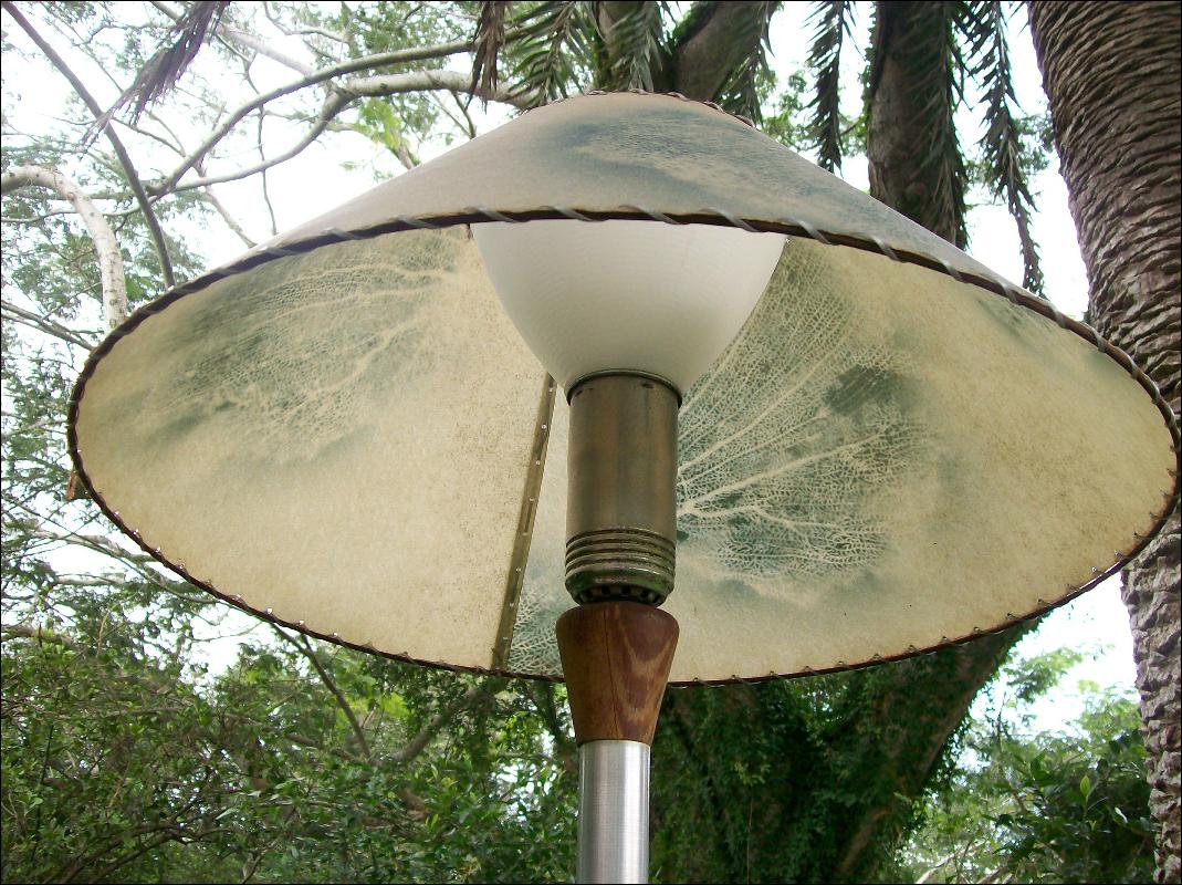 Brushed Aluminum Floor Lamp with Fiberglas Shade