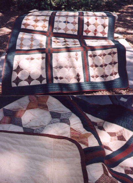 Primitive Handsewn Quilt Late 1800's 4-Point Star Cotton/Wool 64 X 84