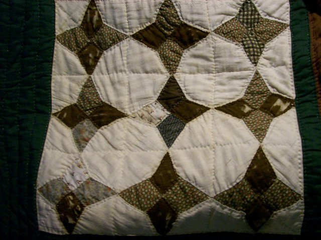 Primitive Handsewn Quilt Late 1800's 4-Point Star Cotton/Wool 64 X 84
