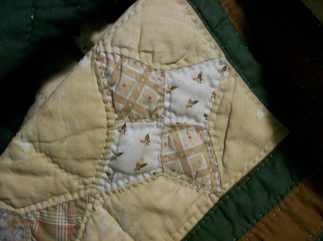 Primitive Handsewn Quilt Late 1800's 4-Point Star Cotton/Wool 64 X 84