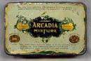 Arcadia Mixture Flat Pocket Tobacco Advertising Tin