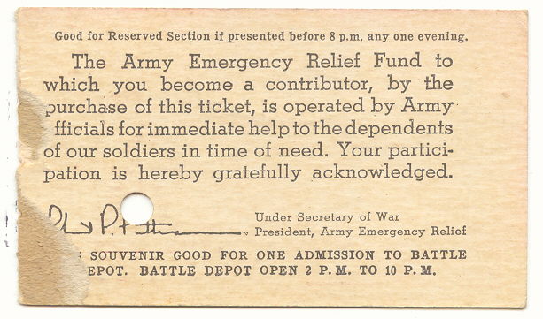 1942 US Army War Show Ticket Home Front Militaria Used Soldier Field Chicago