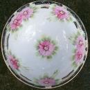 Noritake Nippon Hand-Painted Bowl 3 Ball Feet 1911-21 Pink Floral with Blue Trim