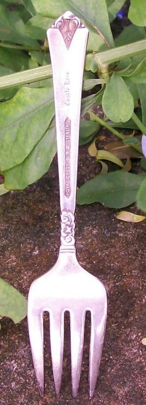 Royal Crest Sterling Silver Castle Rose Baby/Child's Fork Ca. 1942