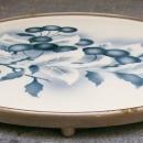 German Graniteware Handled Tray: Fruit Decoration