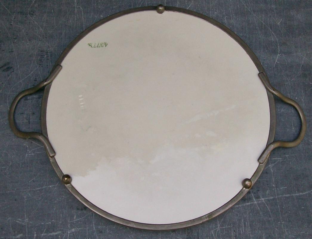 German Graniteware Handled Tray: Fruit Decoration