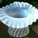 Fenton French Opalescent Glass Spiral Optic Hat Vase